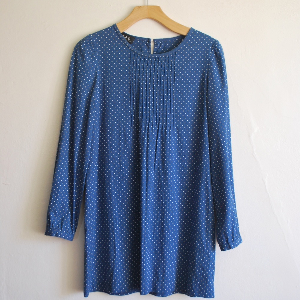 A.P.C. : Blue Polka Dot Mini Dress : XS : USED